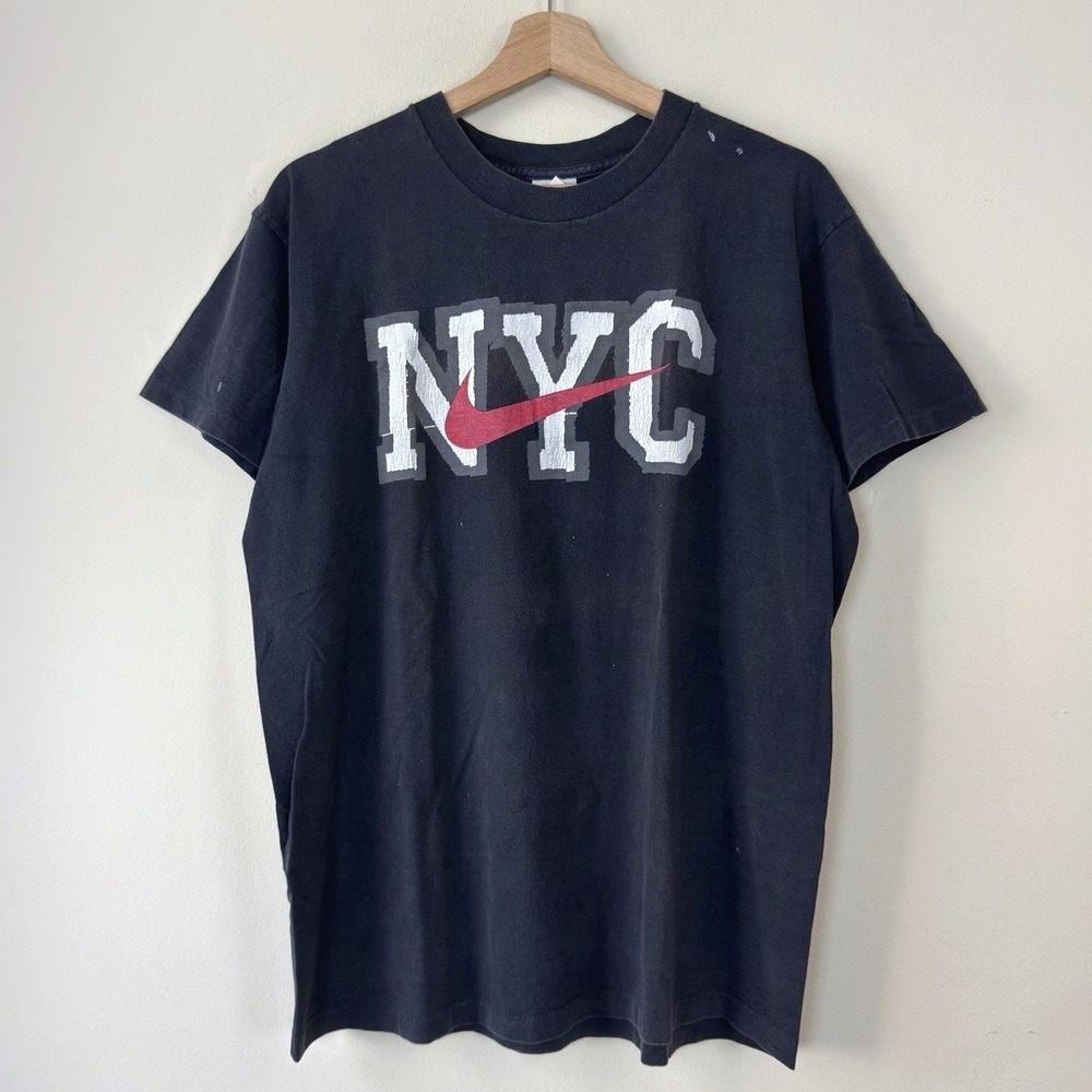 Vintage 90's Nike NYC Authentic Original Graphic RARE Black Tee Shirt - Large